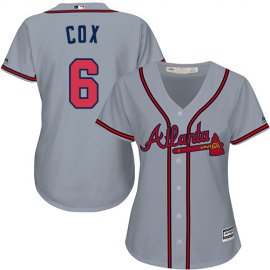 Atlanta Braves #6 Bobby Cox Grey Road Womens Stitched MLB Jersey