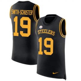 Nike Pittsburgh Steelers #19 JuJu Smith-Schuster Black Team Color Mens Stitched NFL Limited Rush Tank Top Jersey