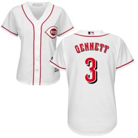 Cincinnati Reds #3 Scooter Gennett White Home Womens Stitched MLB Jersey