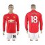 Manchester United #18 Young Red Home Long Sleeves Soccer Club Jersey