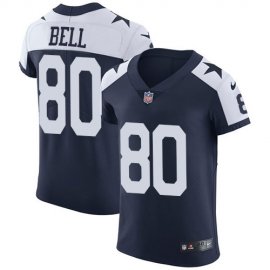 Nike Dallas Cowboys #80 Blake Bell Navy Blue Thanksgiving Mens Stitched NFL Vapor Untouchable Throwback Elite Jersey