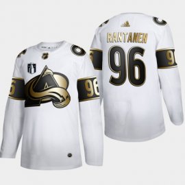 Colorado Colorado Avalanche #96 Mikko Rantanen Mens 2022 Stanley Cup Final Patch Adidas White Golden Edition Limited Stitched NHL Jersey Mens