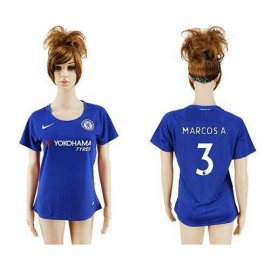 Womens Chelsea #3 Marcos A. Home Soccer Club Jersey