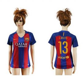 Womens Barcelona #13 C.Bravo Home Soccer Club Jersey