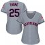 Cleveland Indians #25 Jim Thome Grey Road Womens Stitched MLB Jersey