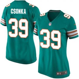 Nike Miami Dolphins #39 Larry Csonka Aqua Green Alternate Womens Stitched NFL Elite Jersey