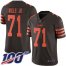 Nike Cleveland Browns #71 Jedrick Wills JR Brown Mens Stitched NFL Limited Rush 100th Season Jersey