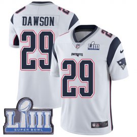 Nike New England Patriots #29 Duke Dawson White Super Bowl LIII Bound Mens Stitched NFL Vapor Untouchable Limited Jersey