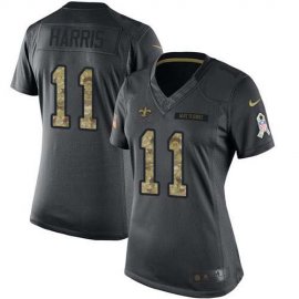 Nike New Orleans Saints #11 Deonte Harris Black Womens Stitched NFL Limited 2016 Salute to Service Jersey