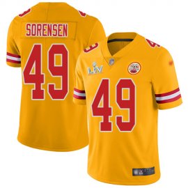 Nike Kansas City Chiefs #49 Daniel Sorensen Gold Mens Super Bowl LV Bound Stitched NFL Limited Inverted Legend Jersey