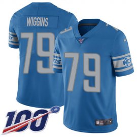 Nike Detroit Lions #79 Kenny Wiggins Blue Team Color Mens Stitched NFL 100th Season Vapor Untouchable Limited Jersey
