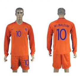 Holland #10 Wijnaldum Home Long Sleeves Soccer Country Jersey