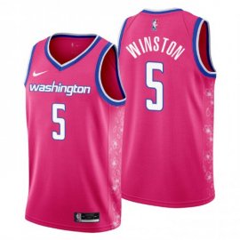 Nike Washington Wizards #5 Cassius Winston Mens 2022-23 City Edition NBA Jersey – Cherry Blossom Pink Mens