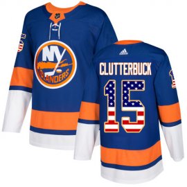 Adidas New York Islanders #15 Cal Clutterbuck Royal Blue Home Authentic USA Flag Stitched NHL Jersey