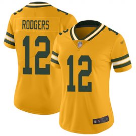 Nike Green Bay Packers #12 Aaron Rodgers Gold Womens Stitched NFL Limited Inverted Legend Jersey