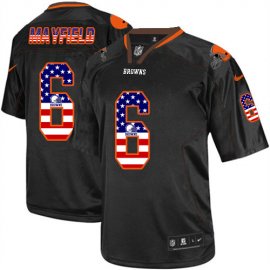 Nike Cleveland Browns #6 Baker Mayfield Black Mens Stitched NFL Elite USA Flag Fashion Jersey