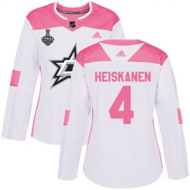 Adidas Dallas Stars #4 Miro Heiskanen White/Pink Authentic Fashion Womens 2020 Stanley Cup Final Stitched NHL Jersey