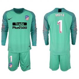 Atletico Madrid #1 Moya Green Goalkeeper Long Sleeves Soccer Club Jersey