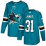 Adidas San Jose Sharks #31 Martin Jones Teal Home Authentic Stitched NHL Jersey