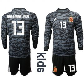 Spain #13 Arrizabalaga Black Long Sleeves Goalkeeper Kid Soccer Country Jersey