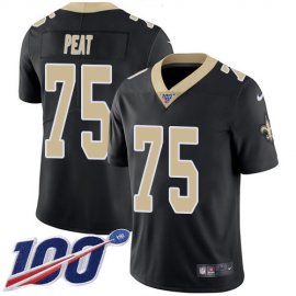 Nike New Orleans Saints #75 Andrus Peat Black Team Color Mens Stitched NFL 100th Season Vapor Untouchable Limited Jersey