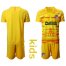 Atletico Madrid Blank Yellow Goalkeeper Kid Soccer Club Jersey