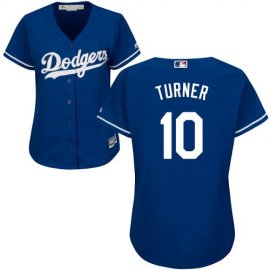 Los Angeles Dodgers #10 Justin Turner Blue Alternate Womens Stitched MLB Jersey