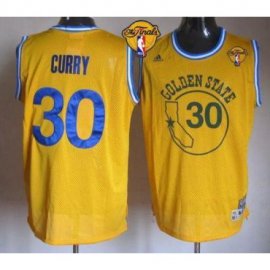 Warriors #30 Stephen Curry Gold New Throwback The Finals Patch Stitched NBA Jersey