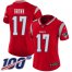 Nike New England Patriots #17 Antonio Brown Red Womens Stitched NFL Limited Inverted Legend 100th Season Jersey