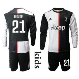 Juventus #21 Higuain Home Long Sleeves Kid Soccer Club Jersey