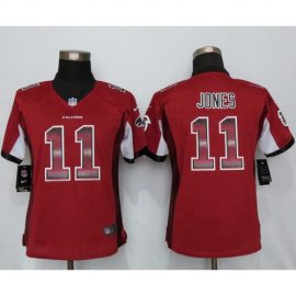 Nike Atlanta Falcons #11 Julio Jones Red Team Color Womens Stitched NFL Elite Strobe Jersey