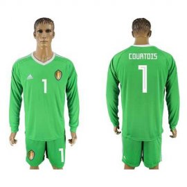 Belgium #1 Courtois Green Long Sleeves Goalkeeper Soccer Country Jersey
