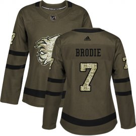 Adidas Calgary Flames #7 TJ Brodie Green Salute to Service Womens Stitched NHL Jersey