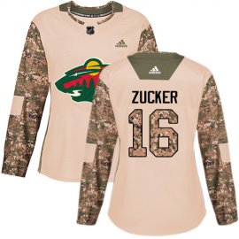 Adidas Minnesota Wild #16 Jason Zucker Camo Authentic 2017 Veterans Day Womens Stitched NHL Jersey