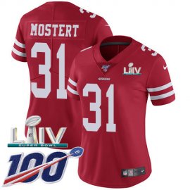Nike San Francisco 49ers #31 Raheem Mostert Red Super Bowl LIV 2020 Team Color Womens Stitched NFL 100th Season Vapor Untouchable Limited Jersey