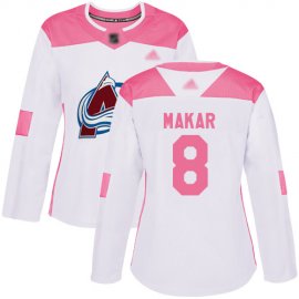 Adidas Colorado Avalanche #8 Cale Makar White/Pink Authentic Fashion Womens Stitched NHL Jersey