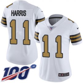 Nike New Orleans Saints #11 Deonte Harris White Womens Stitched NFL Limited Rush 100th Season Jersey