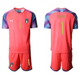 Italy #1 Buffon Pink Goalkeeper Soccer Country Jersey