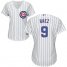 Chicago Cubs #9 Javier Baez White(Blue Strip) Home Womens Stitched MLB Jersey