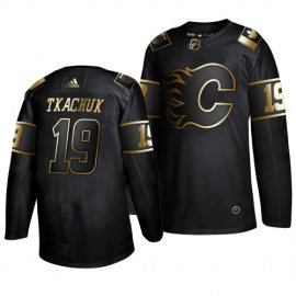Adidas Calgary Flames #19 Matthew Tkachuk Mens 2019 Black Golden Edition Authentic Stitched NHL Jersey