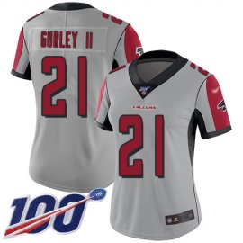 Nike Atlanta Falcons #21 Todd Gurley II Silver Womens Stitched NFL Limited Inverted Legend 100th Season Jersey
