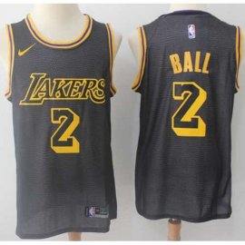 Nike Los Angeles Lakers #2 Lonzo Ball Black NBA Swingman City Edition Jersey