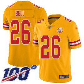 Nike Kansas City Chiefs #26 LeVeon Bell Gold Youth Stitched NFL Limited Inverted Legend 100th Season Jersey