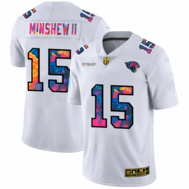 Jacksonville Jaguars #15 Gardner Minshew II Mens White Nike Multi-Color 2020 NFL Crucial Catch Limited NFL Jersey