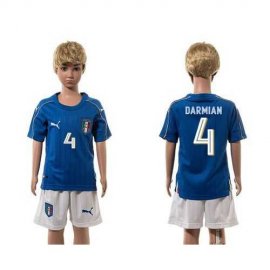 Italy #4 Darmian Blue Home Kid Soccer Country Jersey