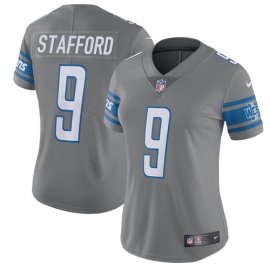 Nike Detroit Lions #9 Matthew Stafford Gray Womens Stitched NFL Limited Rush Jersey
