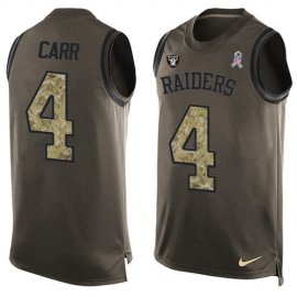 Nike Las Vegas Raiders #4 Derek Carr Green Mens Stitched NFL Limited Salute To Service Tank Top Jersey