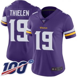 Nike Minnesota Vikings #19 Adam Thielen Purple Team Color Womens Stitched NFL 100th Season Vapor Limited Jersey