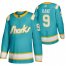 San Jose Sharks #9 Evander Kane Mens Adidas 2020 Throwback Authentic Player NHL Jersey Teal