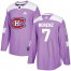Adidas Montreal Canadiens #7 Howie Morenz Purple Authentic Fights Cancer Stitched NHL Jersey